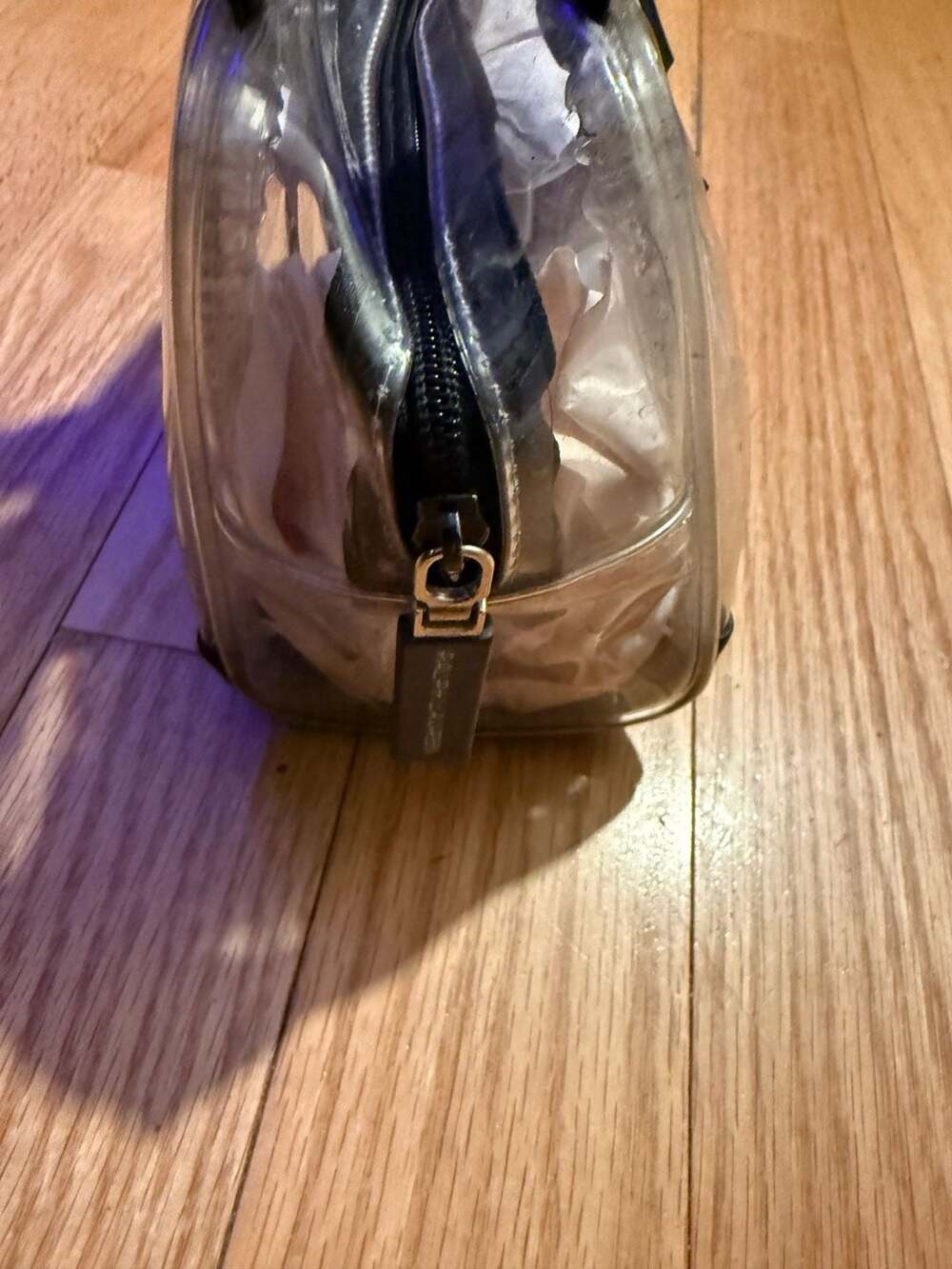 Vintage 90's Polo Sport Ralph Lauren Clear Tote Bag Black Vinyl Handbag - Picture 3 of 4